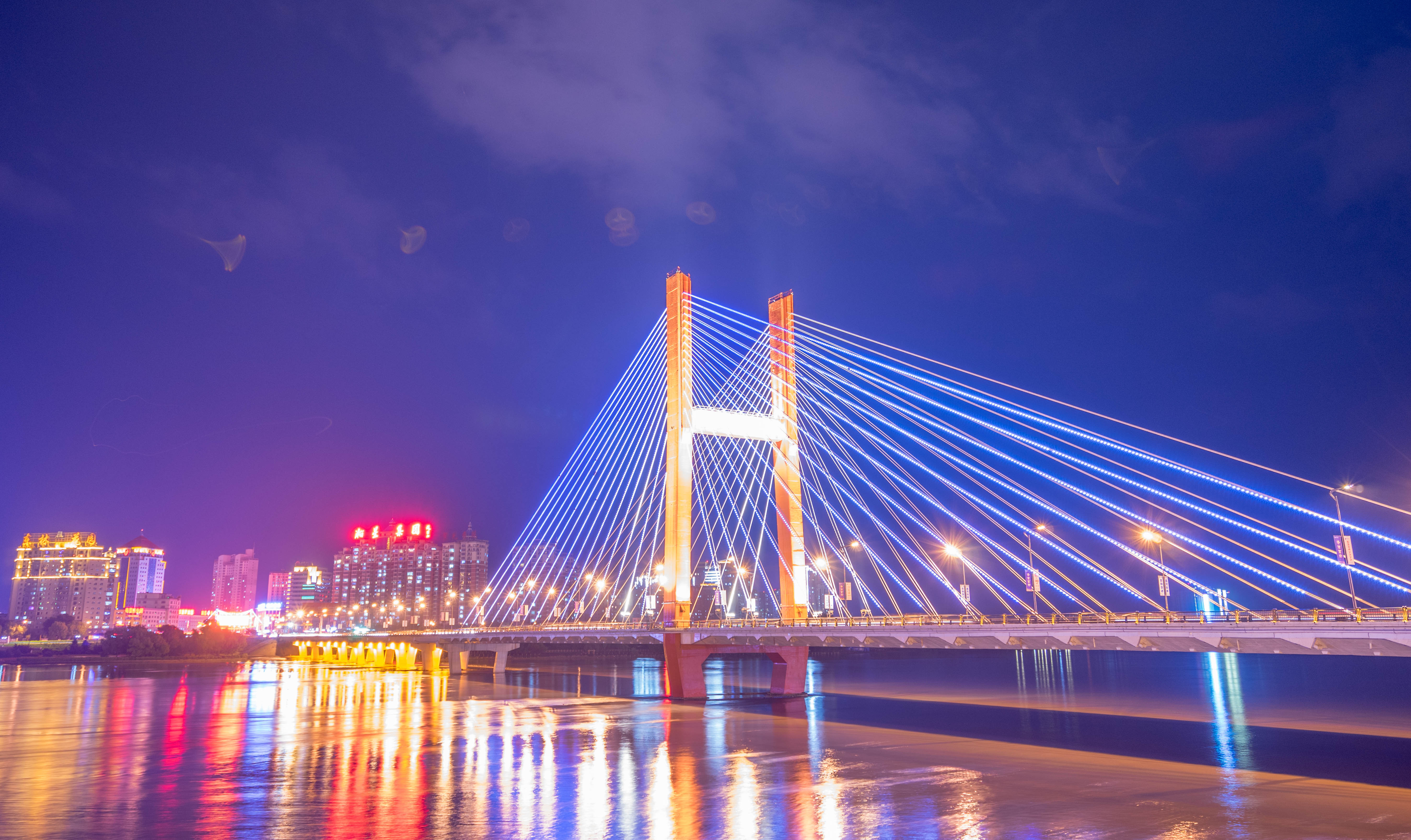 吉林市吉林大桥日落