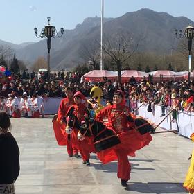 这是我的家乡甘肃省平凉市元宵节社火表演中骑毛驴的装...